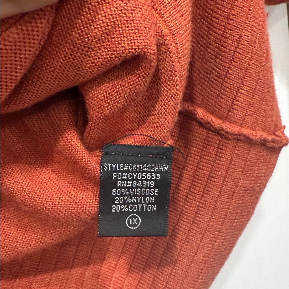 Cyrus Rust Orange 3/4 Dolman sleeves Knit Sweater size 1X - Picture 3 of 8